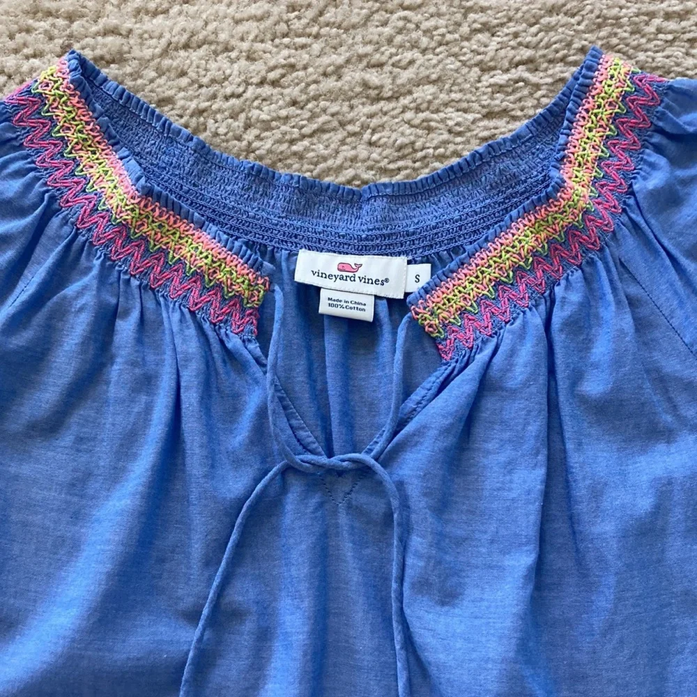 Vineyard Vines Chambray Smocked Top - Picture 3 of 6